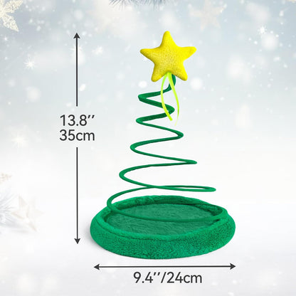 Cat Toys for Indoor Cats, Christmas Interactive Kitten Toys, Plush Spring High Resilience Collapsible Christmas Tree Star Style Pet Toys