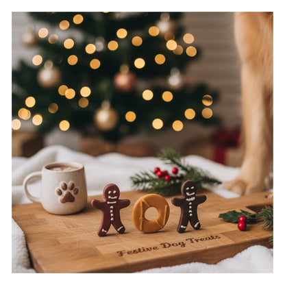 Christmas Dog Treats Set of 3 Gingerbread Biscuits Chicken Liver Duck Flavour