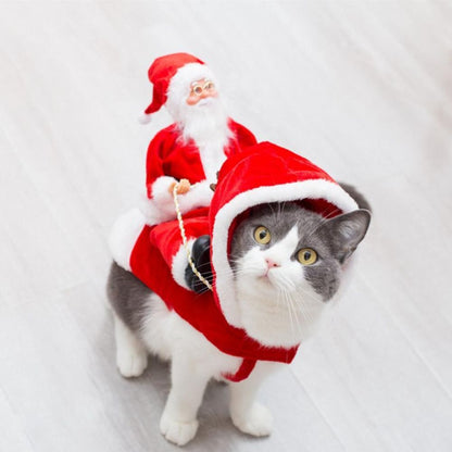 Pet Christmas Outfit Dog Cat Xmas Santa Coat Costume Dress Party Cosplay Clothes