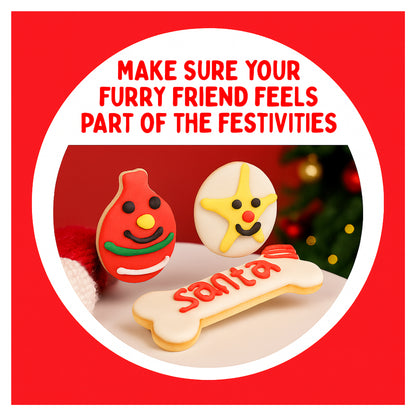 Christmas Dog Treats Set of Pet Cookies Flavoured Crunchy Biscuits Star Bauble