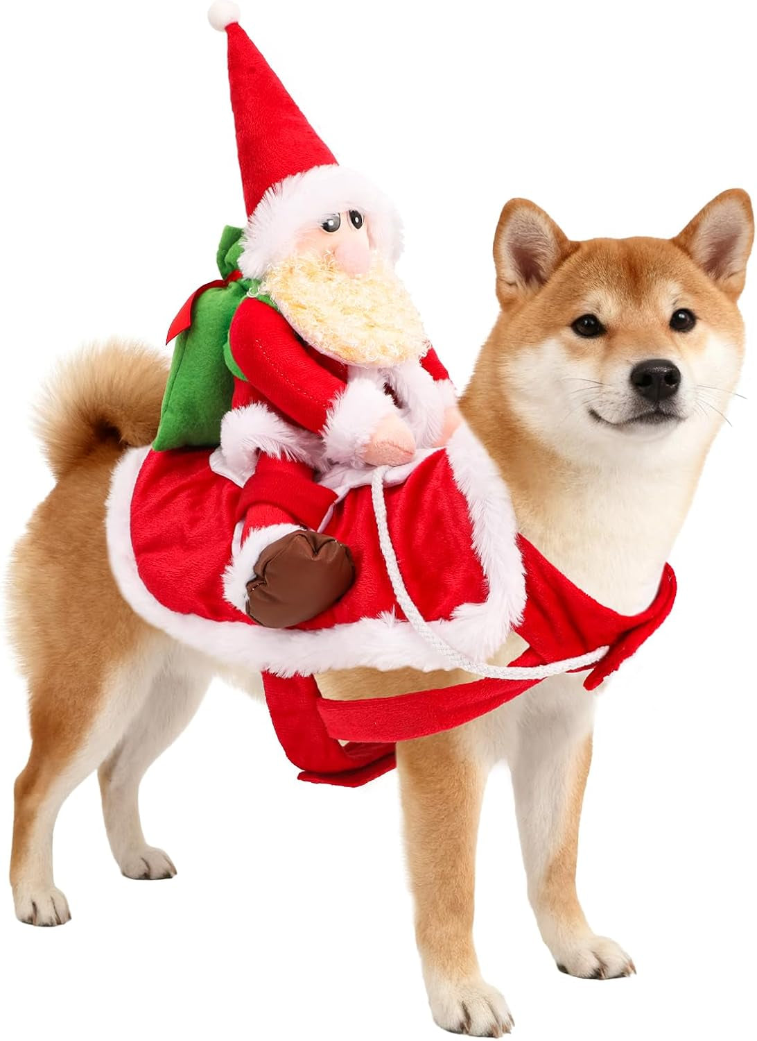 Santa Dog Costume-Christmas Pet Clothes, Santa Claus Riding Pet Costume, Dog Cat Christmas Holiday Outfit, Xmas Cosplay Dressing up for Small Medium Large Dogs(M)