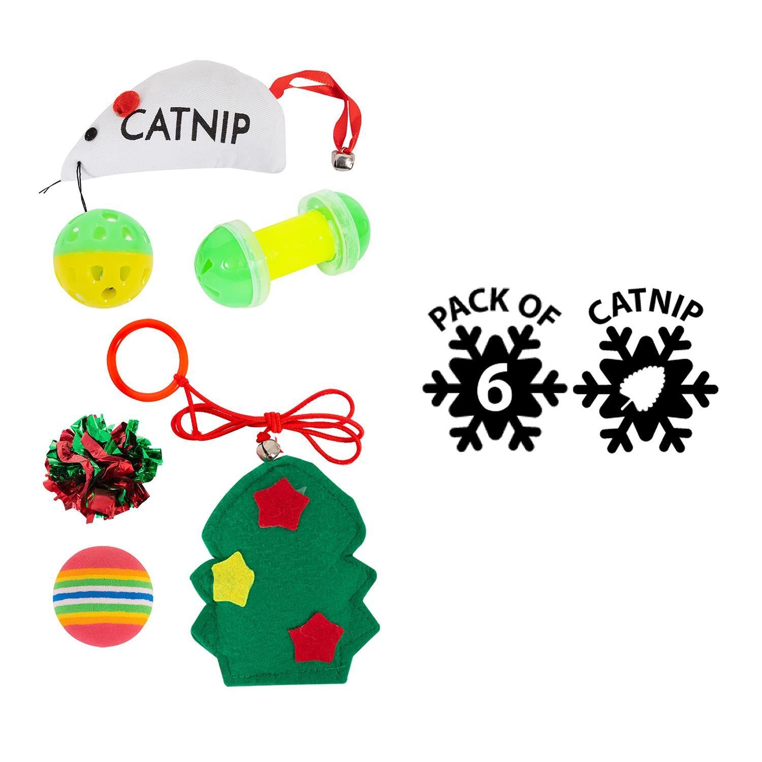 Christmas Stocking Cat Toy Set Gift Plush with Catnip Interactive Kitten Game