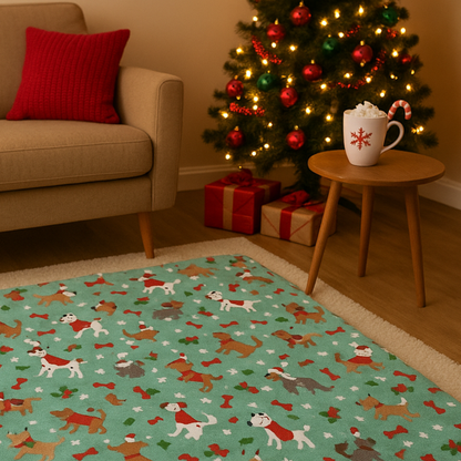 Christmas Pet Blanket Fleece Green Red Dog Puppy Cat Soft Festive Print 90X70Cm