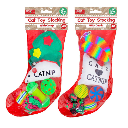 Christmas Stocking Cat Toy Set Gift Plush with Catnip Interactive Kitten Game