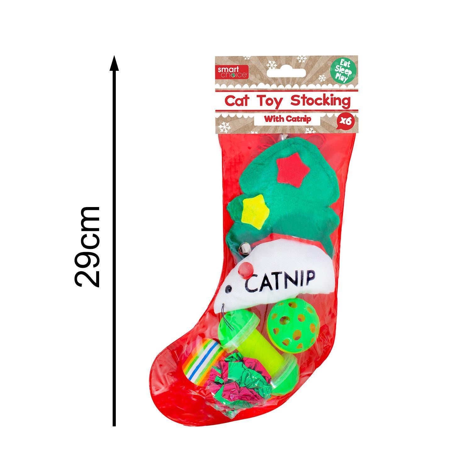 Christmas Stocking Cat Toy Set Gift Plush with Catnip Interactive Kitten Game