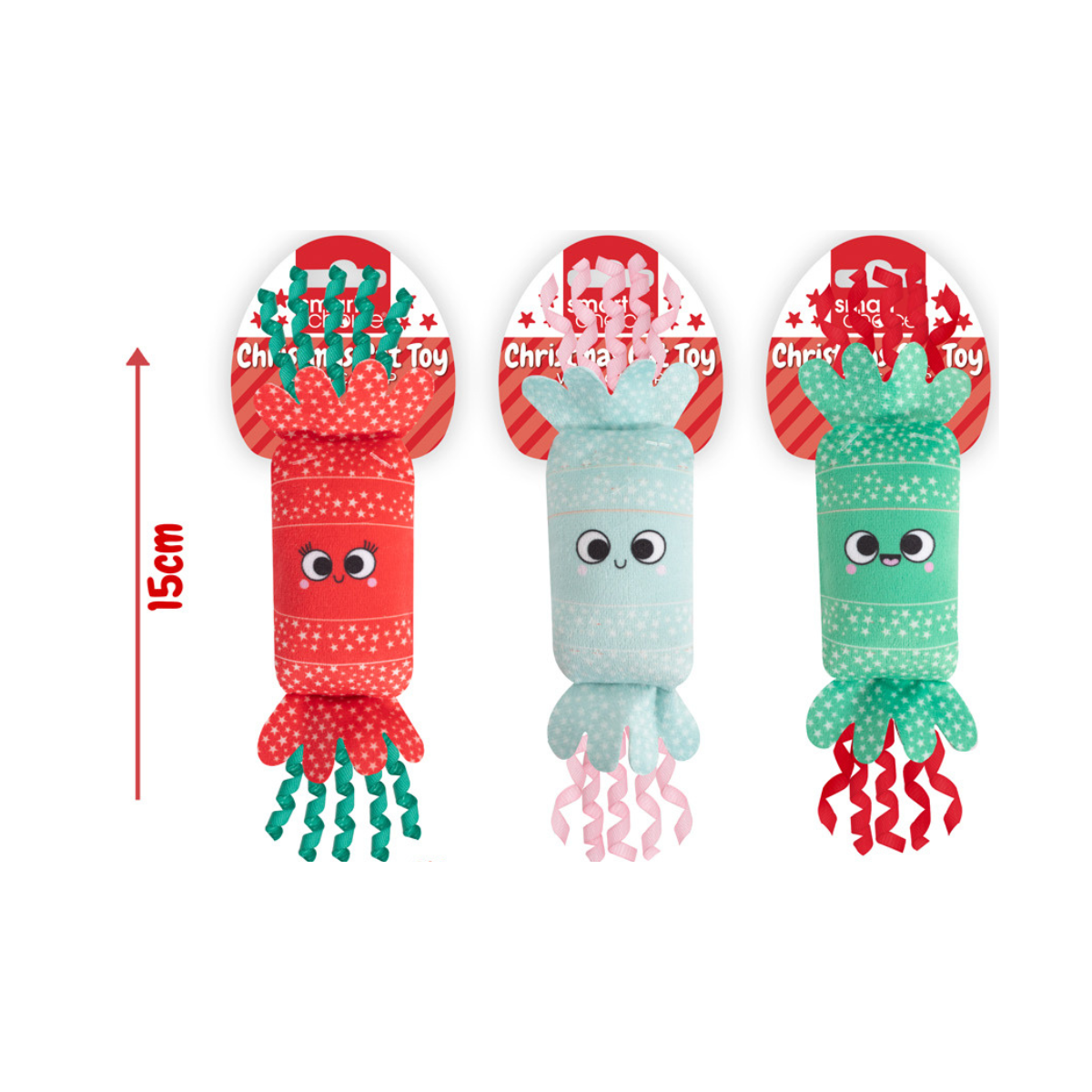 Christmas Cat Toy Set of 3 Plush Crinkle Effect Contains Catnip Interactive