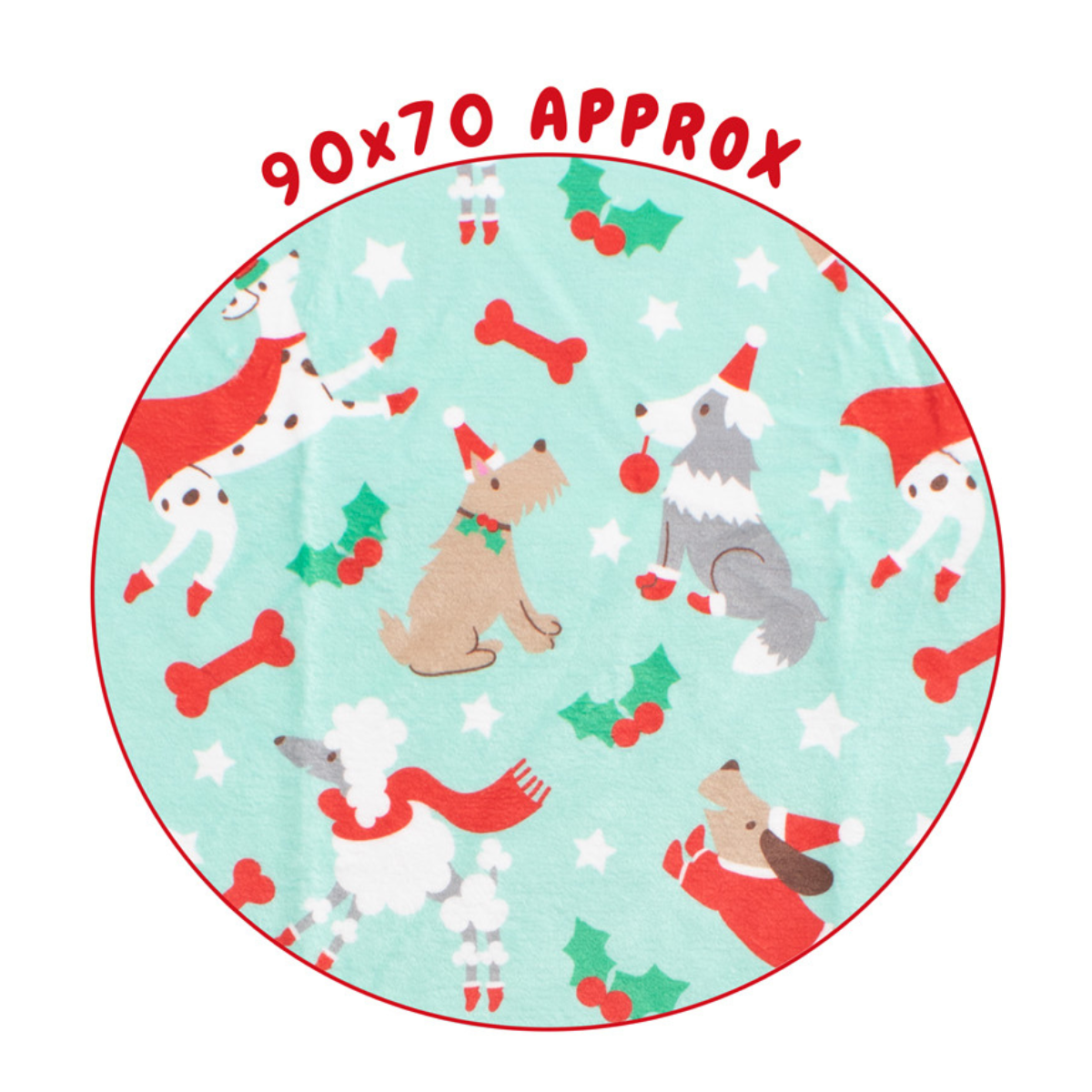 Christmas Pet Blanket Fleece Green Red Dog Puppy Cat Soft Festive Print 90X70Cm